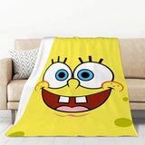 S-SpongeBobs Cartoon Sofa Blankets & Throws Fluffy Soft Blankets for Bed Child Blanket Furry Throw Double Decorative Anime Kid's