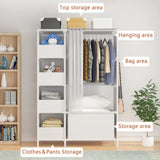 Portable Wardrobe Storage Closet, Clothes Storage Cabinet with Curtain,40.55 x 16.73 x 65.35Inches, for Living Room, Bedroom