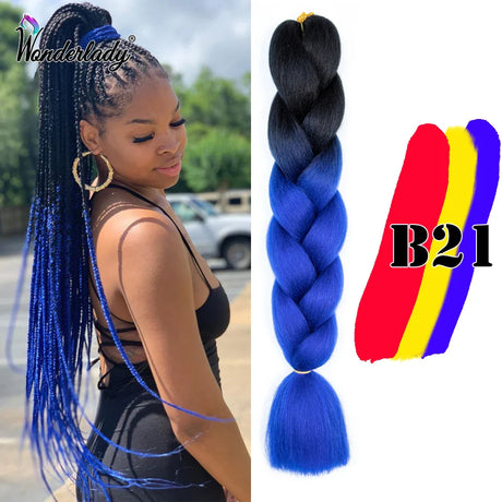 WonderLady 255 Color Long Colored Braiding Hair Jumbo Braids DIY Hairstyle Ombre Synthetic Hair Extensions For Women Braiding