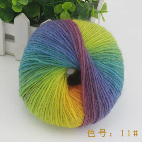 QJH 4Skeins Rainbow Soft Yarn 100% Wool Gradient Multi Color Yarn for Crocheting Knit DIY Hand Knitting Yarn 180m×4(196y×4,50g×4