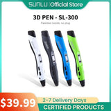 Creative 3D Printing Pen by SUNLU SL-300 - Perfect DIY Gift with Adjustable Speed and Multi-Plug Options