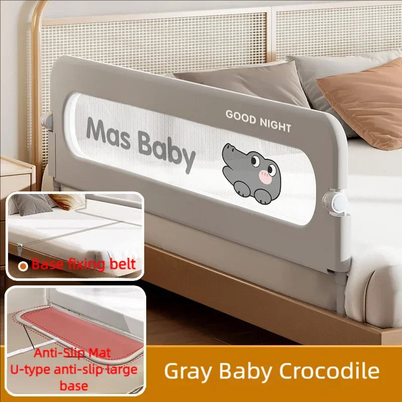 Invisible Collapsible Baby Bed Rail Guardrail Safety U-Shaped Reinforced Base Railings for Kids Unilateral Anti Fall Bed Fence