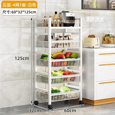 Home Kitchen Trolley Multifunction Oven Microwave Cart Moving Floor Fruit Vegetable Storage Cart Kitchen Island Trolley Cart Z