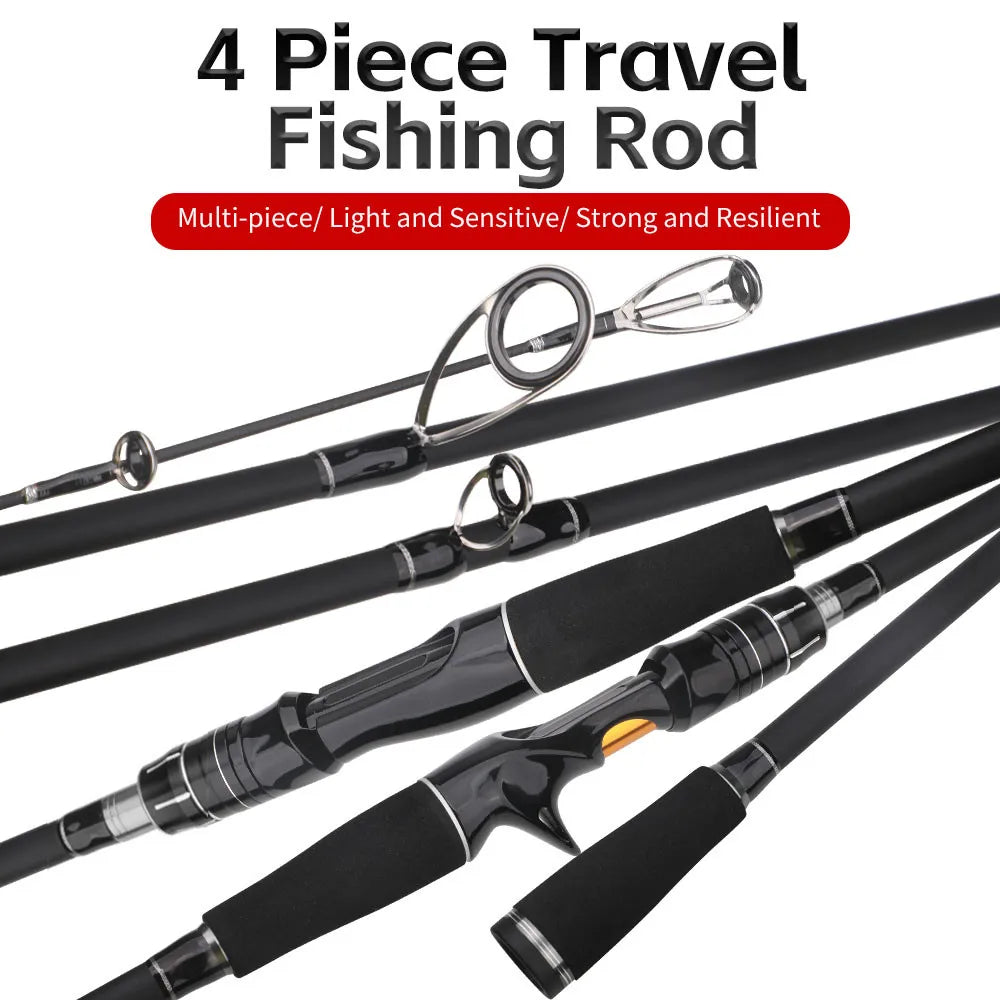 4-section Fishing Rod Travel Rod Carbon Portable Fishing Pole Casting/Spinning Fish Pole  Lure Weight 10-25g