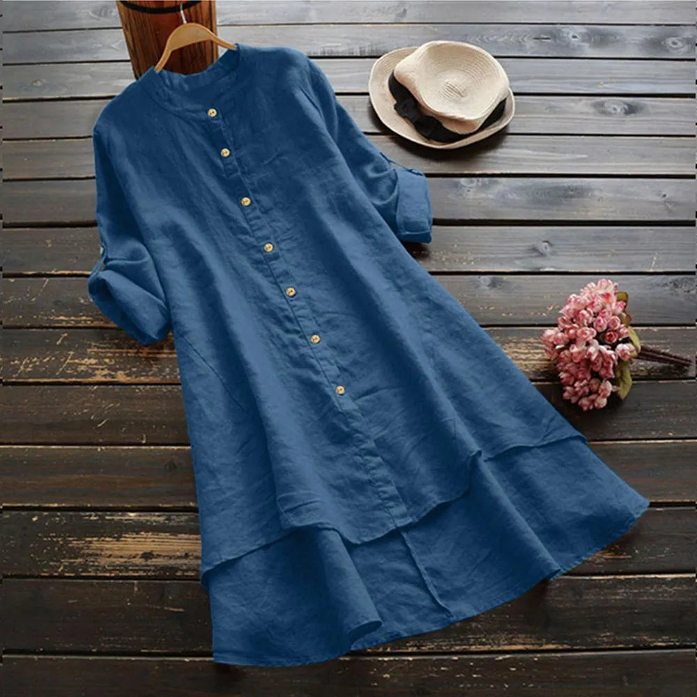 Oversized Cotton Linen Dress for Women Summer Plus Size Blouse Skirt Vestidos Large Size Female Clothing Solid Loose Long Dress