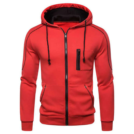 Men's Zip Up Jackets Color Matching Casual Hoodies Running Hiking Sportswear Spring Autumn Fleece Multiple Pockets Sweatshirts