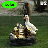 Duck Squirrel Solar Power Resin Patio Fountain Garden Design With LED Solar Light Gardening Supplies Outdoor Decoration