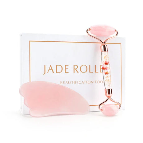 Natural Jade Roller Gua Sha Set Massager for Face Gouache Scraper Roller Set Facial Skin Care Beauty Health Massage Tools