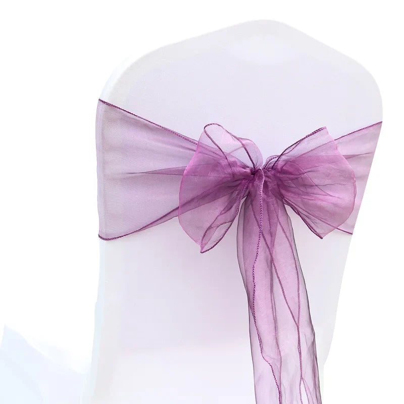 10/50/100Pcs Organza Chair Sashes Knot Bands Chair Bows For for Wedding Party Banquet Event Country Wedding Chair Decoration