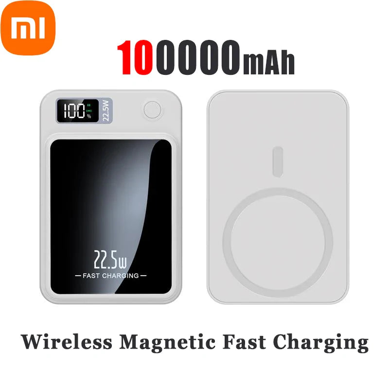 Xiaomi 100000mAh Wireless Magnetic Power Bank Magsafe50000mAh Wireless Fast Charging Thin Portable Waterproof Free Shipping