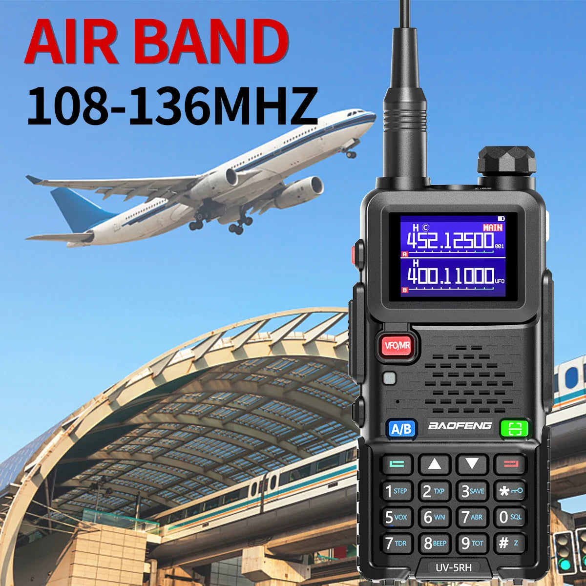 UV-5RH Pro Max 15W Air Band Walkie Talkie Wirless Copy Frequency Tri Power Type-C NOAA Long Range Baofeng 5RM Ham Two Way Radio