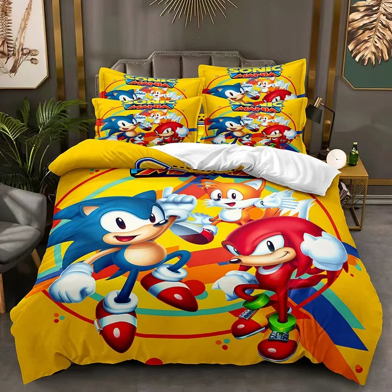 Sonic Simple Duvet Cover Single Piece Dormitory Upper and Lower Beds 1.5/1.8/2.0 Universal Duvet Cover Animation Derivatives