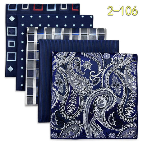 5 Pieces Colorful Assorted Mens Pocket Square Silk Classic Handkerchief Set Gift