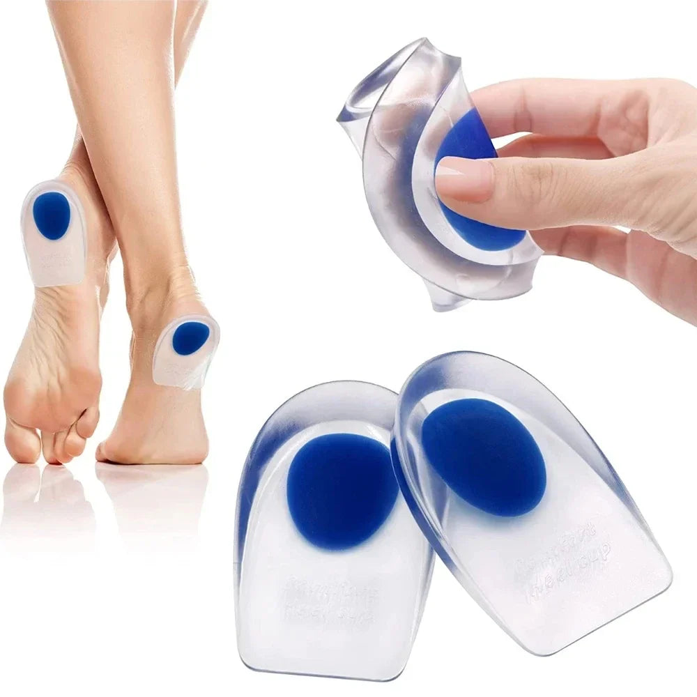 1 Pair Soft Silicone Gel Insoles for Heel Spurs Pain Foot Cushion Foot Massager Care Half Heel Insole Shoe Pads Height Increase