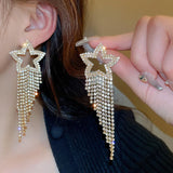 Fashion Statement Earring Long Full Rhinestone Big Earrings For Women Euorpe Evening Party Crystal Tassel Earings Wholesale