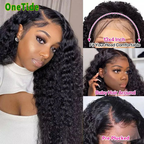 13x4 Lace Front Human Hair Wigs Deep Wave Brazilian Remy Human Hair Lace Frontal Curly Human Hair Wigs For Women 250 Density