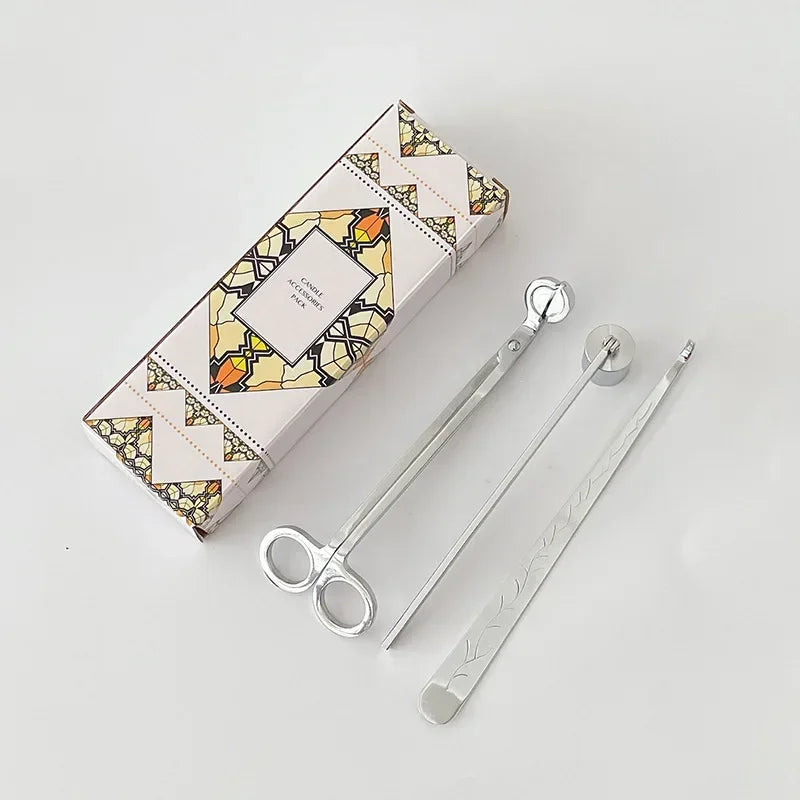 New Candle Scissors Wick Trimmer Cutter Set Stainless Steel Modern Simple Aromatherapy Candle Tool Cover Candle Holder Tool Set