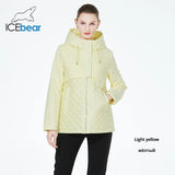 ICEbear 2023 New Women Casual Short Jackets Hooded Windproof Female Spring Autumn Parka Long Sleeve Thin Padded Coat GWC3570I