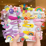 14Pcs/Set Cartoon Butterfly Rainbow Hairpin For Kids Girls Cute Sunflower Headwear Fragmented Hair Clip BB Clip Accessories Gift