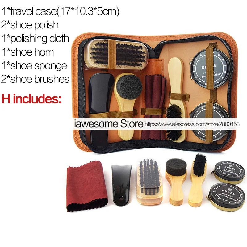 Professional Shoes Care Kit Portable For Boots Sneakers Cleaning Set Polish Brush horn Shine Polishing Tool For Leather Shoes