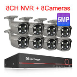 Techage 8CH 5MP 8MP Security Camera System 4K HD POE NVR Kit Two Way Audio Face Detect Outdoor Video Surveillance IP Camera Set