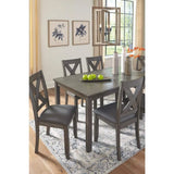 7 Piece Rustic Dining Room Sets, Include Table and 6 Chairs, Gray