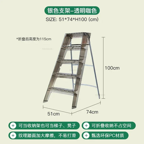 Modern Home Folding Ladder Transparent Acrylic Step Ladders Japanese Portable Telescopic Ladder Rack Creative Stairs Step Stool