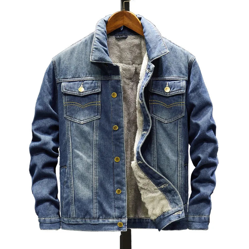 Winter Padded And Thickened Denim Jacket Men's Denim Casual Jacket