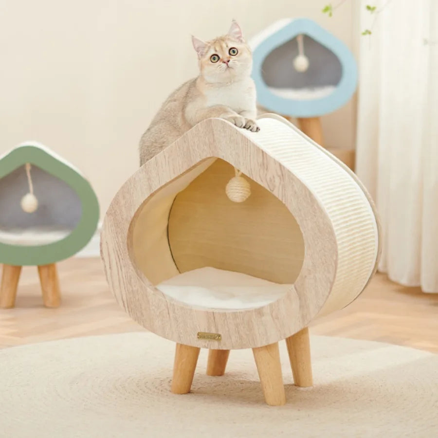 Wood Indoor Sleeping Habitats Cat Bed Kittens Washable Warm Cats Nest Beds Furniture Light Weight Cama Para Perros Pet Supplies