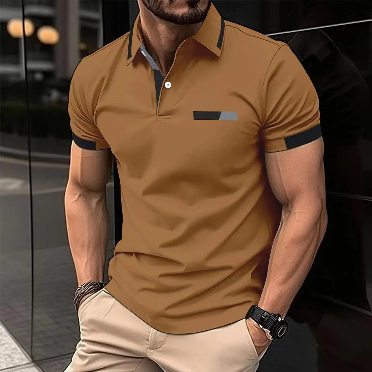 Summer New Men's Polo Shirt with High Quality Polo Collar Short Sleeve Casual Fake Pocket Business Fashion European Size Polo Sh