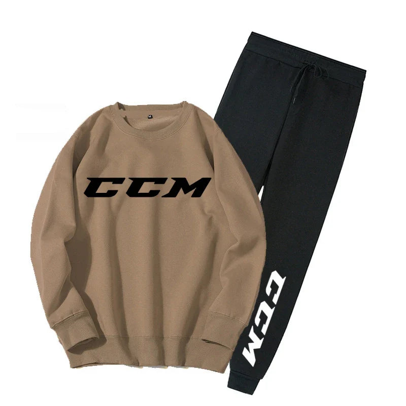 Men's Tracksuit Set Hoodie + Pants Spring Autumn Winter Fleece Warm Sportwear CCM Streetwear Suit Men Clothing