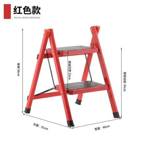 Fashion Home High Stools Kitchen Multifunctional Ladder Chair Anti-skid Pedal Folding Ladder Safety Load-bearing 2 Step Ladder