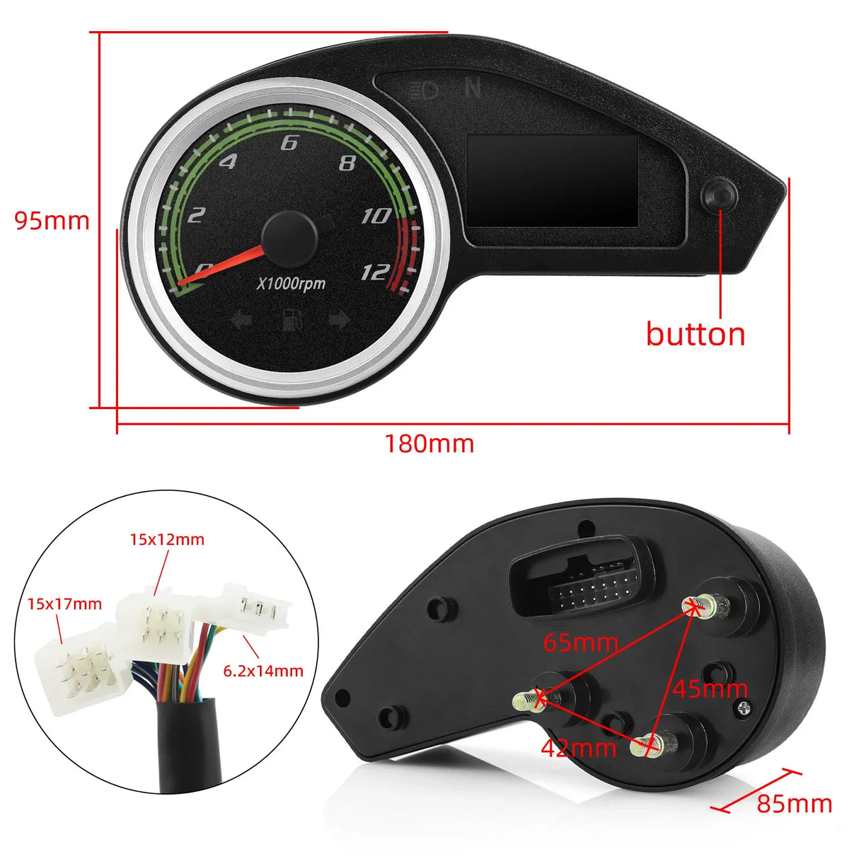 Universal Motorcycle Gauge Speedometer Tachometer LCD Digital Instrument Odometer Meter For All 12V Motorcycles Speedometer