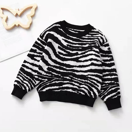 New Kids Baby Boys Girls Long Sleeve Leopard Print Sweaters Autumn Winter Baby Boy Girl Knit Children's Sweaters