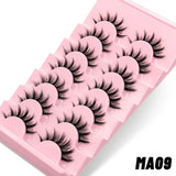 GROINNEYA Natural Long 10 Pairs 3D Mink False Eyelashes Fake Lashes Makeup Kit Mink Lashes Cat Eye lashes Short Eyelashes