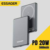 Essager Thin Wireless Power Bank 5000mAh Fast Charge Powerbank Magnetic Portable External Battery Charger for iPhone 15 14 13 12