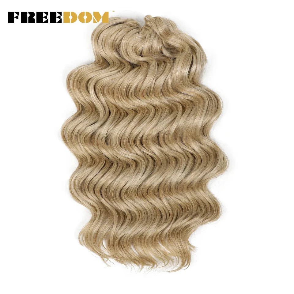 FREEDOM Deep Wavy Twist Crochet Hair 16 Inch Synthetic Curly Crochet Braids Hair High Temperature Fiber Braiding Hair Extensions