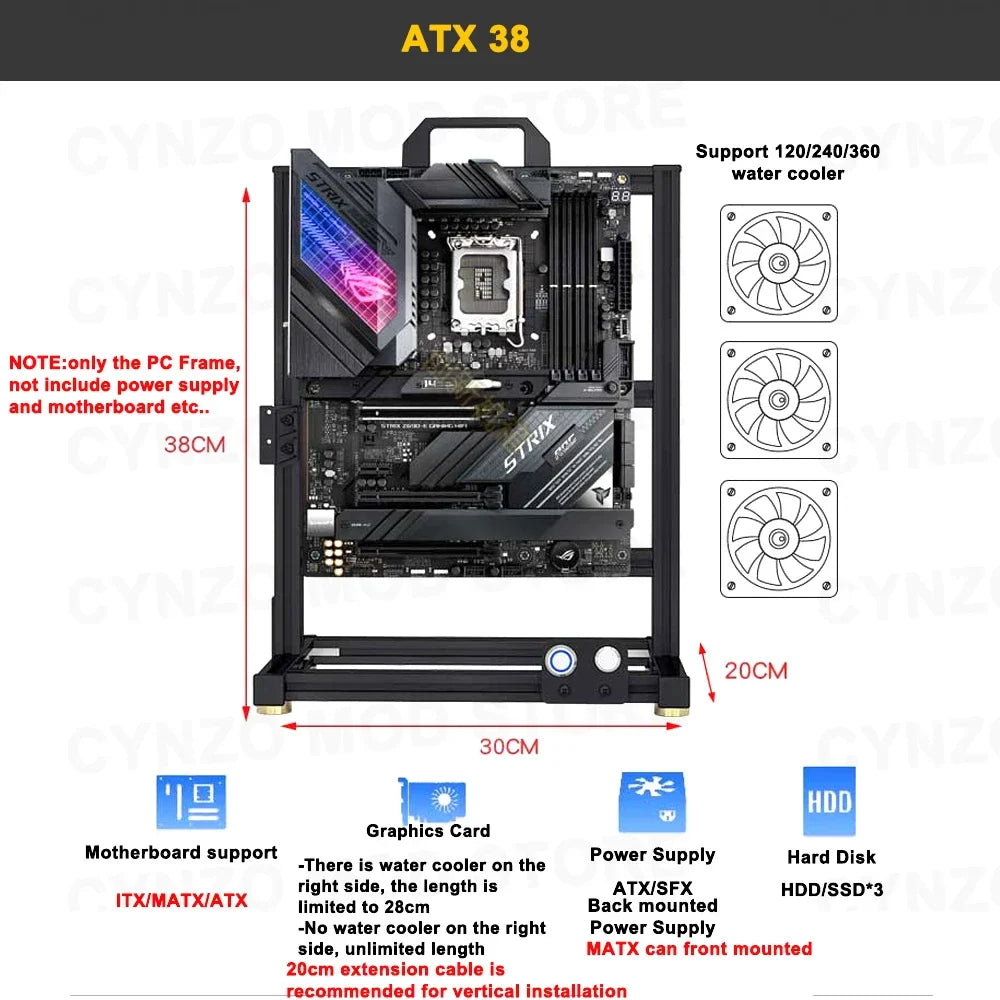 DIY Gamers Cabinet MOD ITX MATX PC Case Open Frame Aluminum Creative ATX EATX Tower Desktop Gaming Computer Chassis Rack