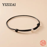 YIZIZAI 925 Sterling Silver Cute Elephant Simple Wax Thread Bracelet Lucky Black Red Adjustable Rope Bracelet For Couple Gifts