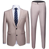 Jacket + Pants 2 Pieces Set / 2023 Fashion New Men's Casual Boutique Business Dress Wedding Groom Suit Coat Blazers Trousers