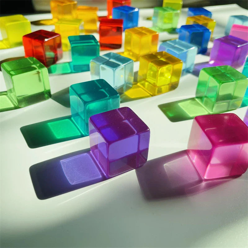 Acrylic Cubes Rainbow Gem Blocks Transparent Stacking Toys Sensory Training Crystal Toys Early Educational Toys for Children