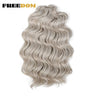 FREEDOM Synthetic Deep Curly Twist Crochet Hair 16 Inch Deep Wave Braid Hair Soft Ombre Blonde Brown Braiding Hair Extensions