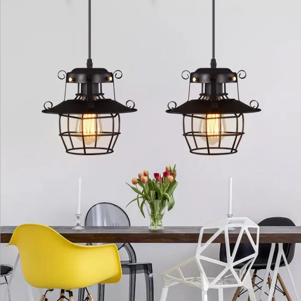 Industrial Restaurant Chandelier Retro Nostalgic Creative Bar Aisle Corridor Hanging Lamps Dining Bedroom Pendant Light