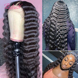 Loose Deep Wave Lace Frontal Wig 30 Inch  Brazilian Remy Hair Wigs With Natural Hairline For Black Woman Beliself