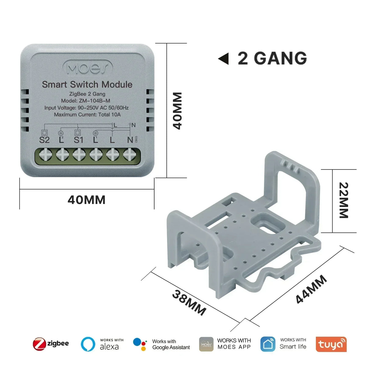 MOES Star Ring Series Mini Tuya WiFi/Zigbee Smart Switch DIY Module Light Switch 1/2 Gang Remote Control Work Alexa Google Home