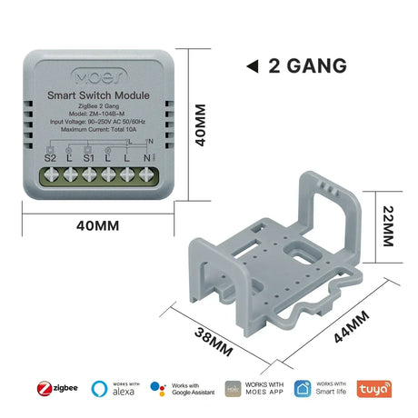 MOES Star Ring Series Mini Tuya WiFi/Zigbee Smart Switch DIY Module Light Switch 1/2 Gang Remote Control Work Alexa Google Home