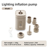 3 in 1 Electric Air Pump with Lights Mini Wireless Air Compressor USB Charging Inflator/Deflator Pumps for Outdoor Camping