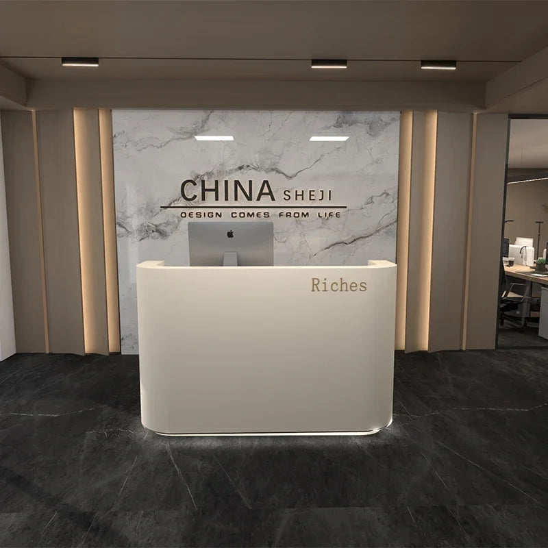 White Small Reception Desk Luxury Office Executive Shop Reception Counter Front Pulpito Escritorio Bar Furniture Counter LJ50RT