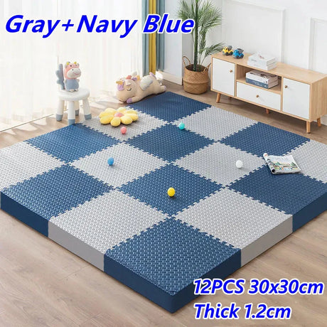 Baby Game Mat 12PCS Puzzle Mat Thick 1.2cm Play Mats 30x30cm Foam Puzzle Mat Floor Mats Gym Crawling Mat Kids Foot Mat Baby Rugs