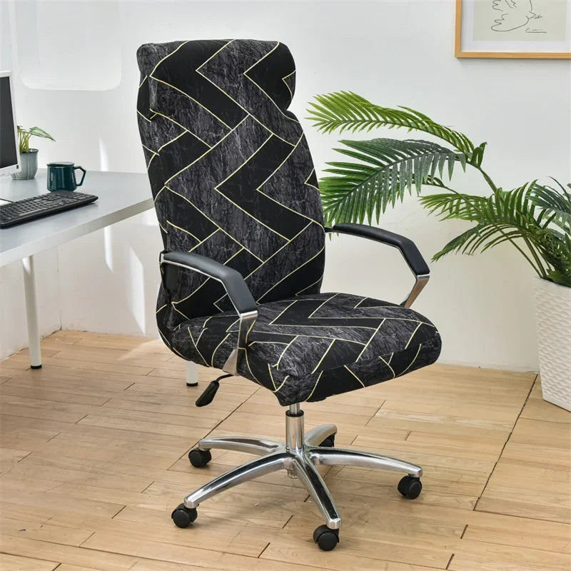 Geometry Printed Computer Chair Cover Elastic Office Chair Covers Non-Slip Rotating Seat Case Universal Armrest Chair Protector